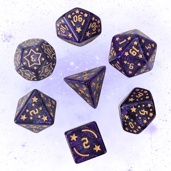 Set di imballaggio per dadi stellari e sacchetti di plastica Set di dadi poligonali in materiale acrilico adatto da 7 pezzi per giochi da tavolo di intrattenimento
