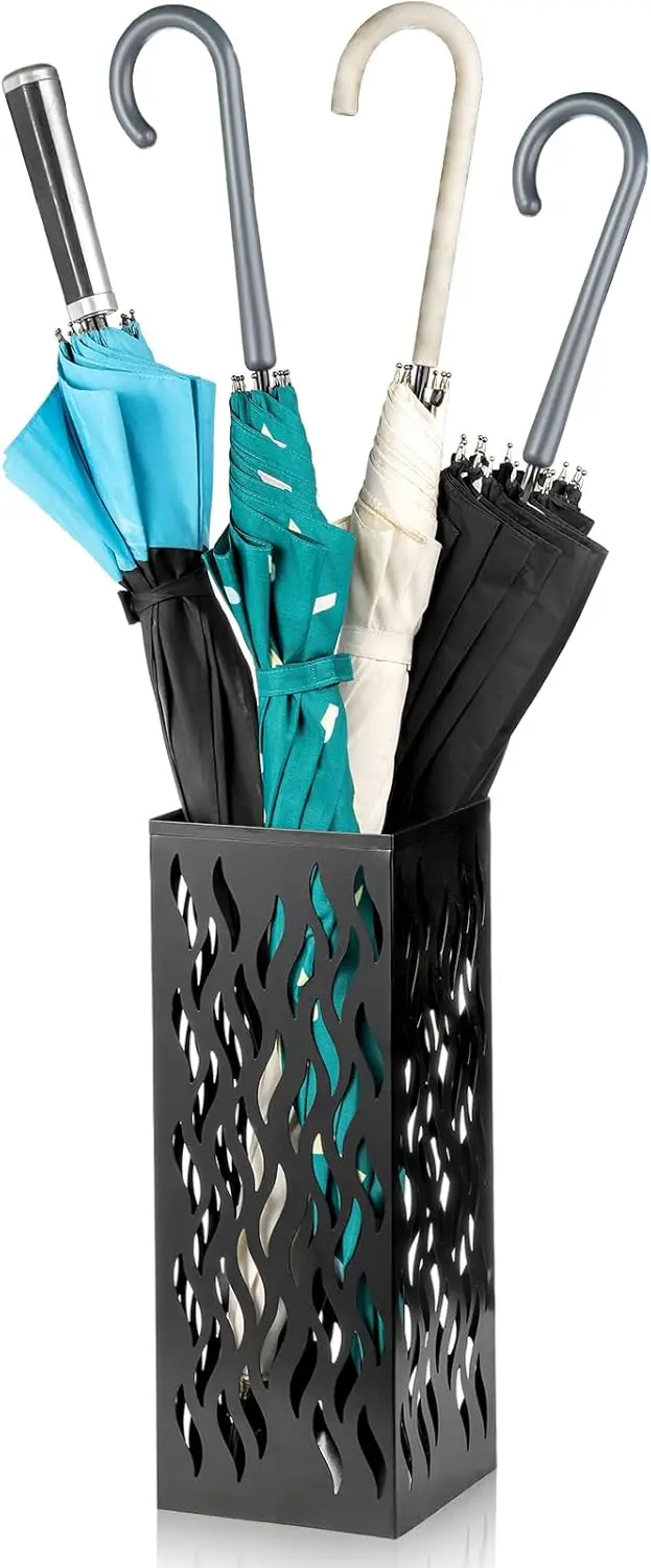 Metal Umbrella Holder, Heavy Square Canes Walking Sticks Stand Rack, Freestanding Rain Collection Umbrella Organizer