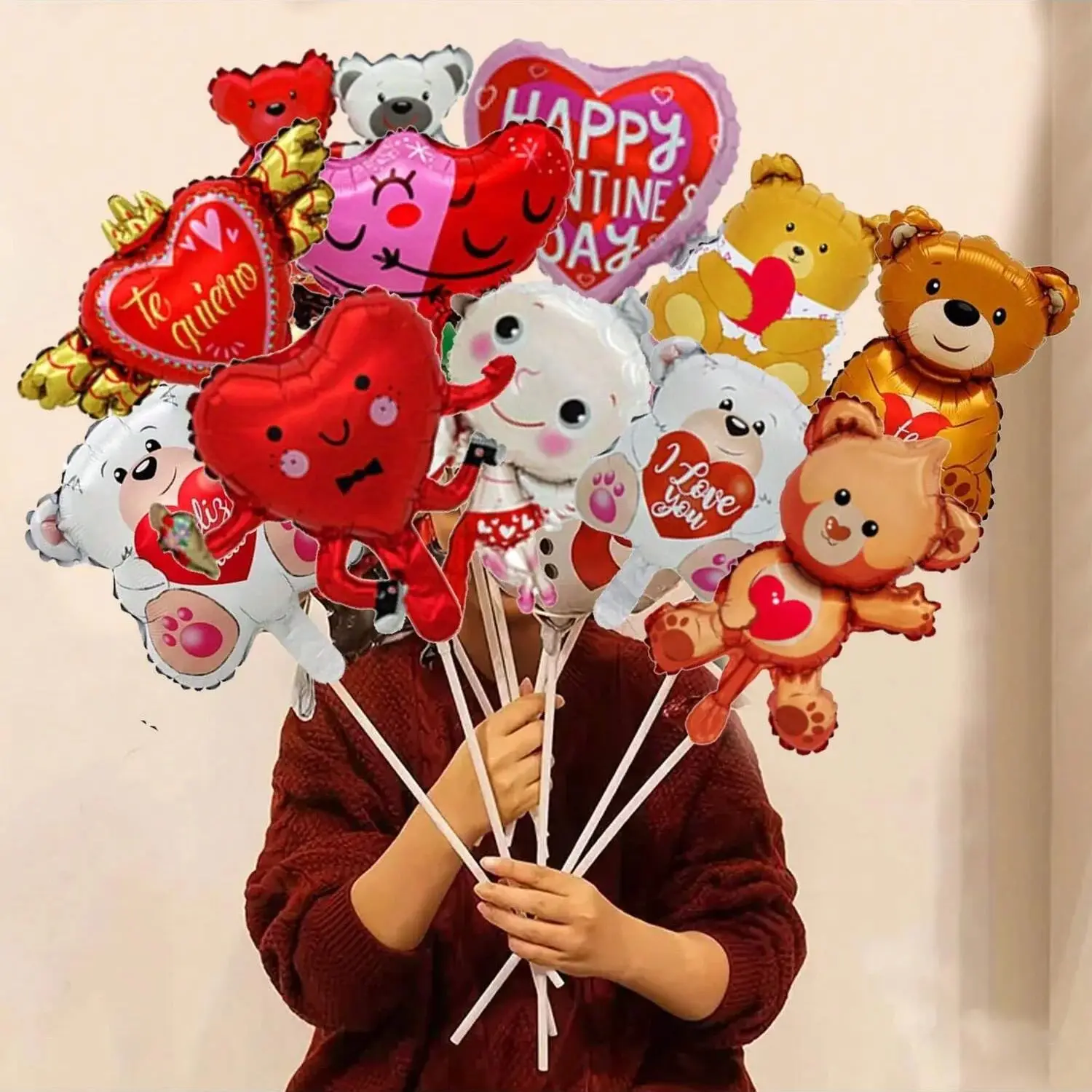 10pcs Valentine's Day Love Bear Mini Balloons