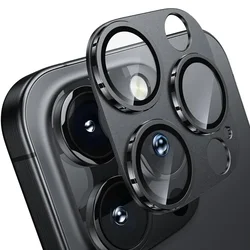 Premium Metal Glass Camera Lens Protector - Universal Lens Cover Accessory - 17ProMax (Black)
