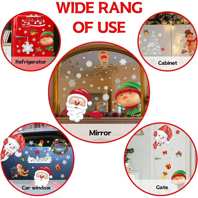 Wall Sticker Mirror Wall Sticker Christmas Stickers New Christmas Decoration Window Stickers Santa Gifts Merry Christmas Mirror Sticker White Snowflake Ornaments Winter Decal
