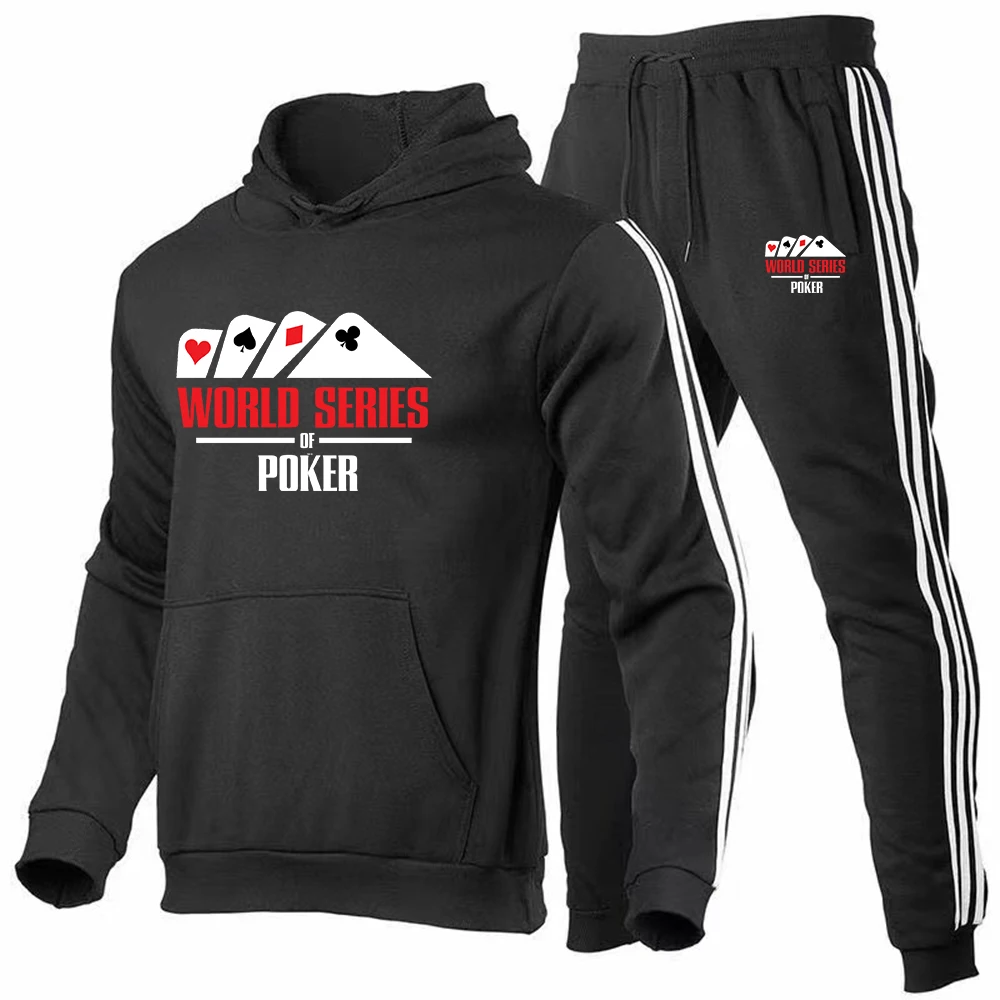

2023 New Men's Printing Fashion World Series Of Poker Tracksuit Cotton Warm Hoodies Sweatshirt Casual Sportpants 2 Pieces Set