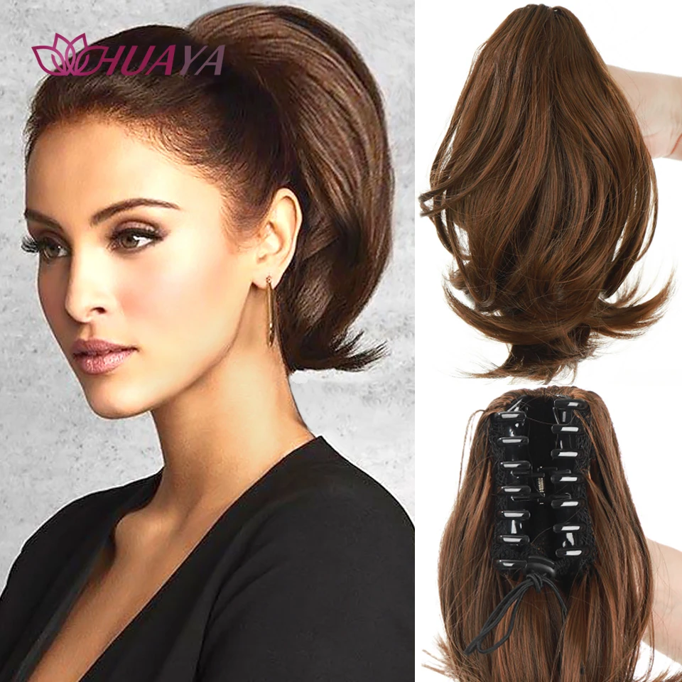 HUAYA Synthetic Claw Clip Ponytail Hair Extensions Short Straight