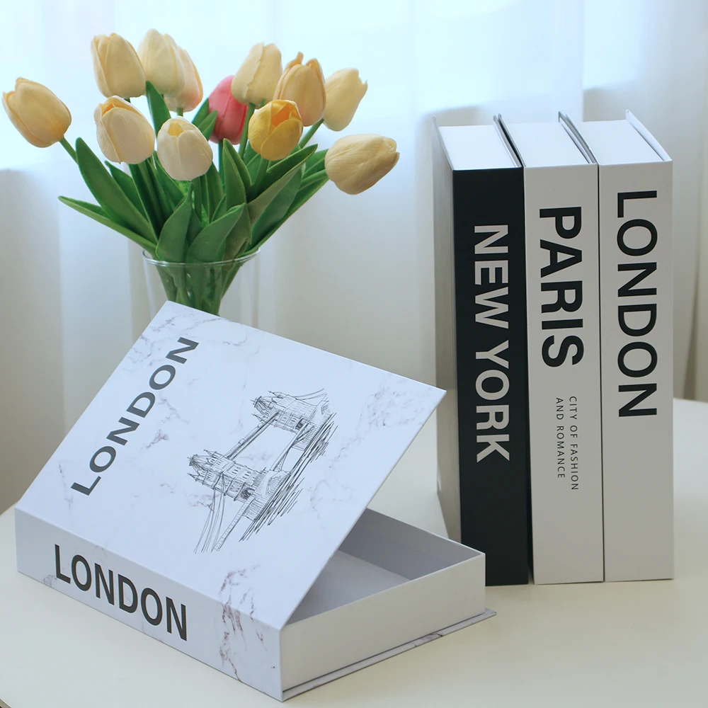 Libros falsos de lujo para decoración, caja de almacenamiento de libros ...