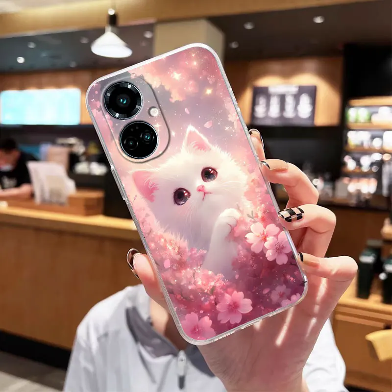 Shockproof Clear Soft Silicone Cat Design Phone Case Back Cover