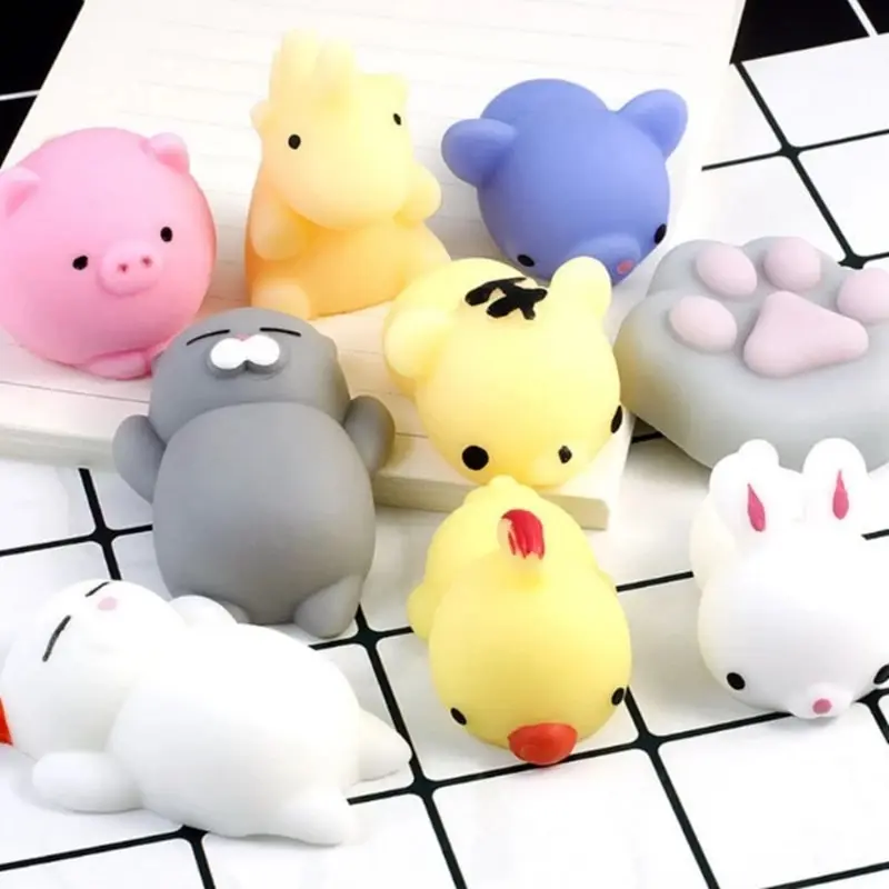5 Random Pcs Cute Animals Pinch Ball Creative Decompression Toys Student Gifts Cartoon Pattern Small Ball Group