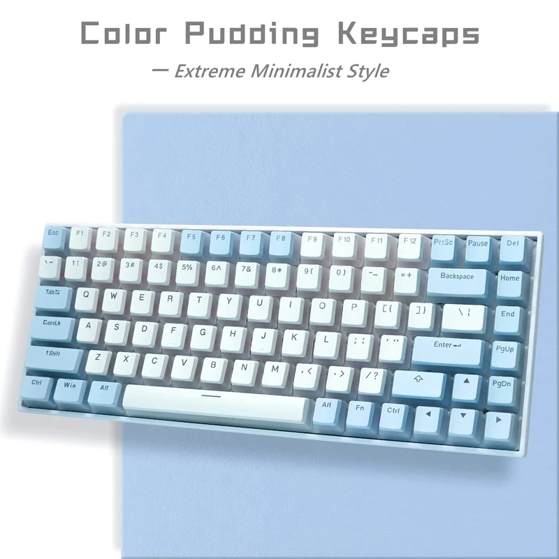 Pudim Pbt Keycaps Double Shot Azul Branco Perfil Oem Alfândega Keycap para 100 75 65 60 Teclado Mecânico 165 Key Set - Imagem 3
