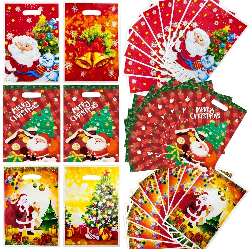 10 stücke Weihnachten Süßigkeiten Keks tasche Weihnachten Santa Claus Elch Geschenk Tasche Weihnachts feier Dekoration für Zuhause Neujahr Verpackung Tasche