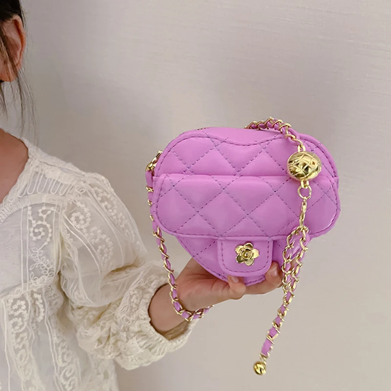 Bolso de mensajero con cambio de corazón para niños, Mini bolso de mensajero de corazón, monedero de cuero PU para niños pequeños y niñas pequeñas