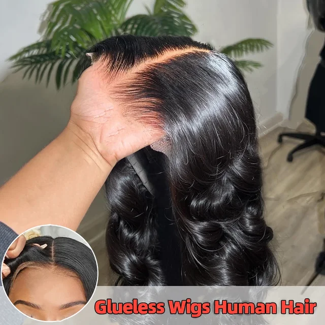 Perruque Lace Frontale Cheveux Humains Ondulés Sans Colle 30 40 Pouces 13x4 13x6 HD, Perruques Frontales en Dentelle Effet Fondant Pré-Pluckées, Perruque avec Closure 5x5 1