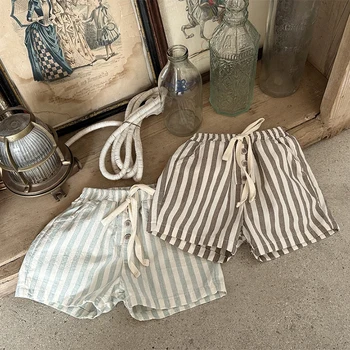 Vintage Stripe Linen Baby Shorts 4