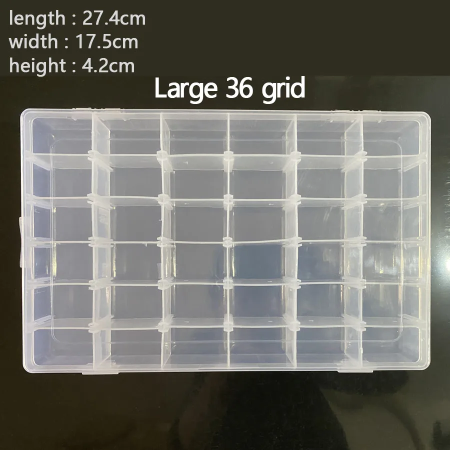 56 Grids Pearl Diamond Storage Box, Plastic Compartment, Transparent Jewellery Container, Organizer Box with Removable Transparent Separator for Accessories