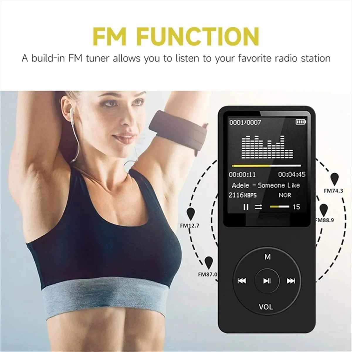 T28C MP3 플레이어 USB 충전 녹음 디지털 디스플레이 화면 미디어 휴대용 러닝 워킹 음악 재생 블루