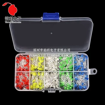 발광 다이오드 전자 키트 박스, F3, F5, LED 다이오드 모듬 키트, 화이트, 그린, 레드, 블루, 옐로우, 오렌지, 3mm, 5mm
