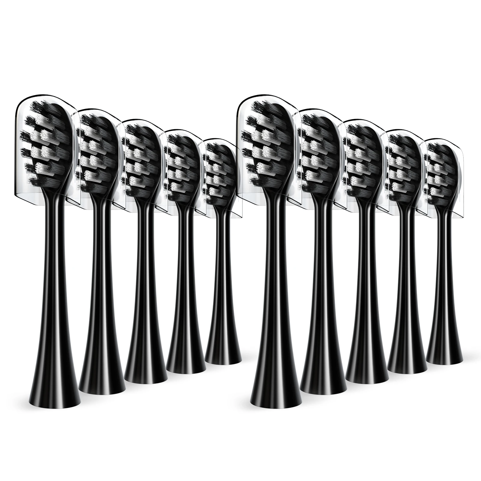 Replacement Toothbrush Heads Compatible with Gleem Electric Toothbrush, W Shape Design Planted with Nylon Bristle Black ,10 Pack compatible with quip electric toothbrush replacement heads for quip electric toothbrush 10 pack