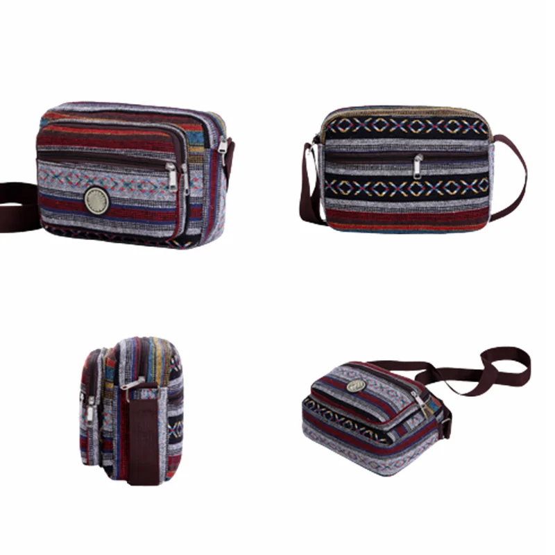 Multi Layer Messenger Bag, Women Striped Canvas Single Bag, Woman Mobile Phone Crossbody, Nylon Oxford Shoudler, women handbags,crossbody bags