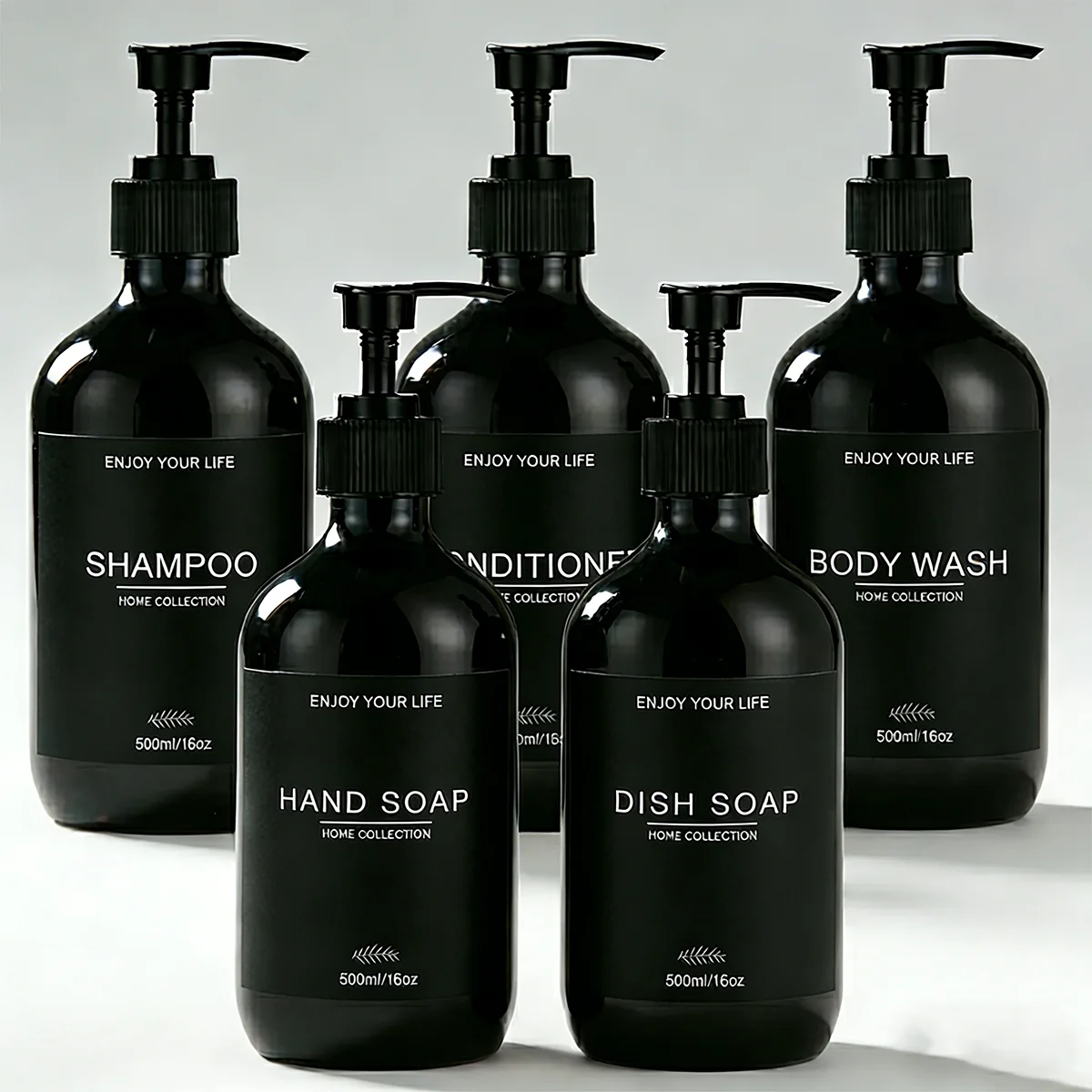 Glossy Black Shower Dispenser Set 1
