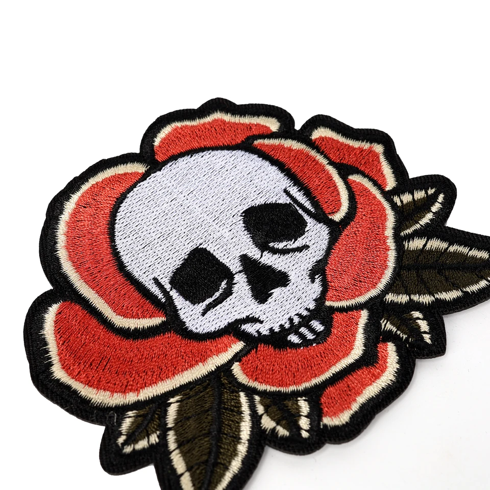 Embroidered Patch Skull Embroidery Sewing Appliqué, Skull, White - Foto 3