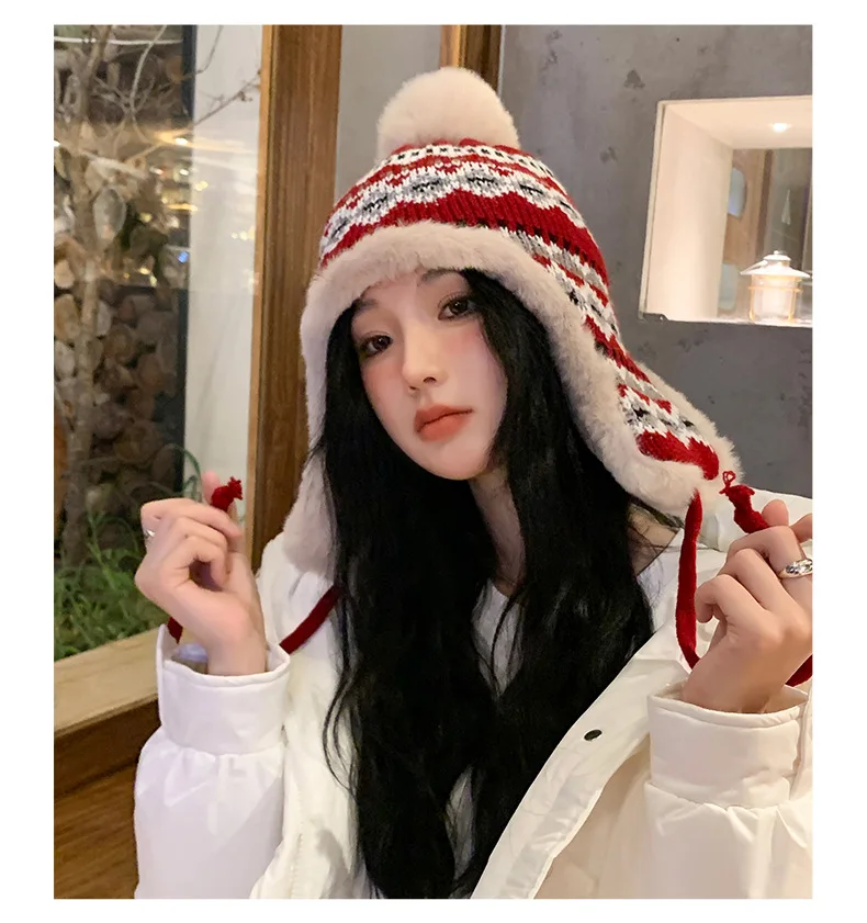 Russische Männer Frauen Gestrickte Trapper Earflap Ski Cap Neue Männlich Weiblich Dicke Warme Winter Beanie Fell Pompon Russain Hut_voghion.com