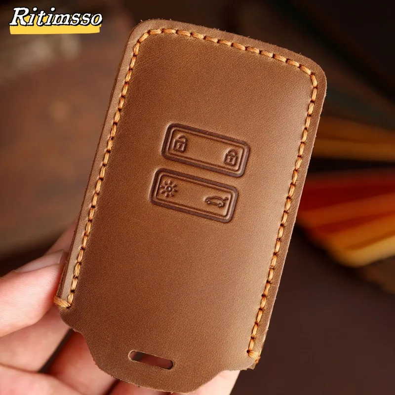 Key Case Cover Card Leather Car for Renault Captur Koleos Kadjar Zoe Arkana Espace Clio Megane Grand Scenic Sandero Dacia Duster