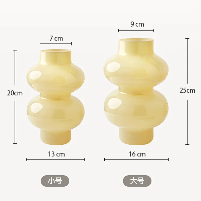 

High-end Decoration, Decoration Sense Living Water Room Vase glass Flower Wind Table Arrangement, Transparent Cream