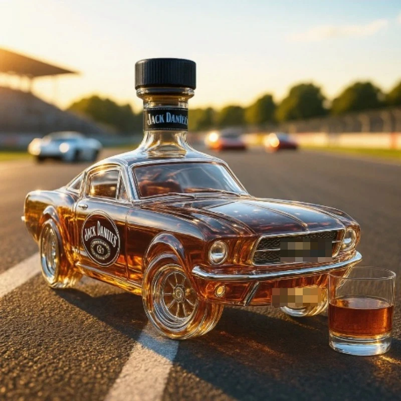 Hot Sale Modern Design Auto Whiskey Bottle Transparent Whisky Bottle Police Small Car Shaped Pattern Seal Empty Glass Decanter