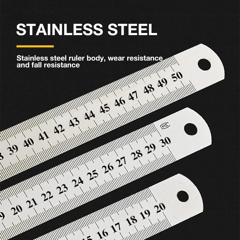 Stainless Steel Rule 15cm/20cm/30cm/50cm Double Side Scale Stainless Steel Straight Ruler Measuring Tool Household Measurement