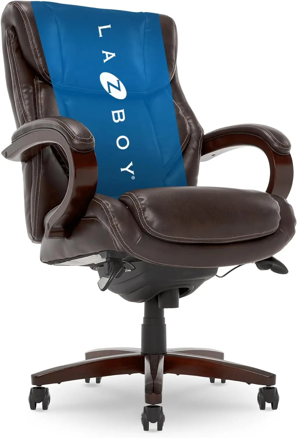 

La-Z-Boy Bellamy Executive Office Chair with Memory Foam Cushions, Solid Wood Arms and Base, Waterfall Seat Edge, Bonded Leather