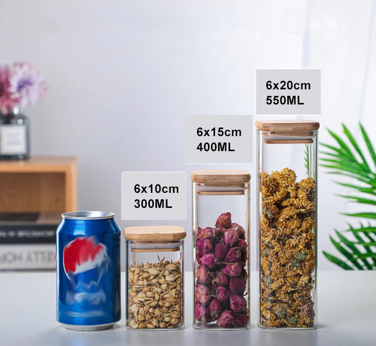 1 шт. квадратные герметичные стеклянные банки для хранения специй ...