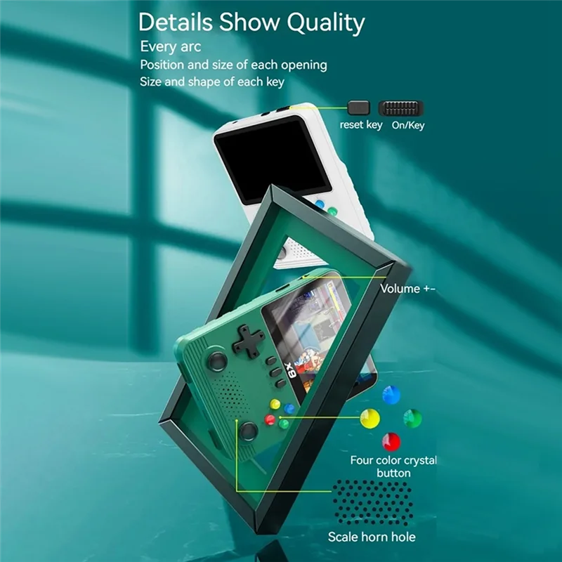 N64R-X9 휴대용 게임 콘솔 10000+ 게임 3.5인치 듀얼 플레이어 2000mAh GBA GBC NES용 11가지 시뮬레이터 지원 내구성 A