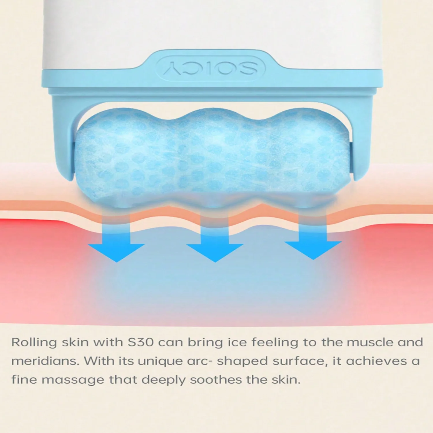 S30 Double Roller Facial Ice Compress – Mini Beauty Device - Side View
