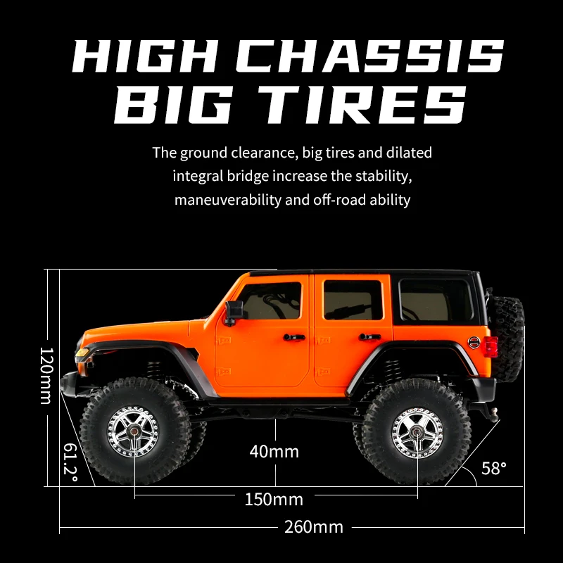 JJRC C8801 1:18 RC Car Full Scale Wrangler Climbing Off Road Car Jeep Model Car  Front And Rear Shock Remote Control Toy For Kid 6
