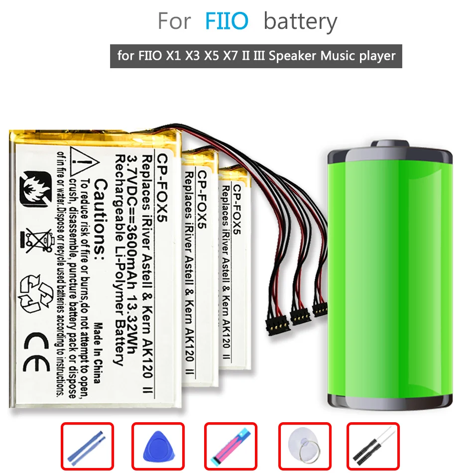 

Bateria New Batterie 3500mAh Battery For FIIO X1 X3 X5 X7 II III Speaker Music Player High Capacity Replacement Battery +Tools