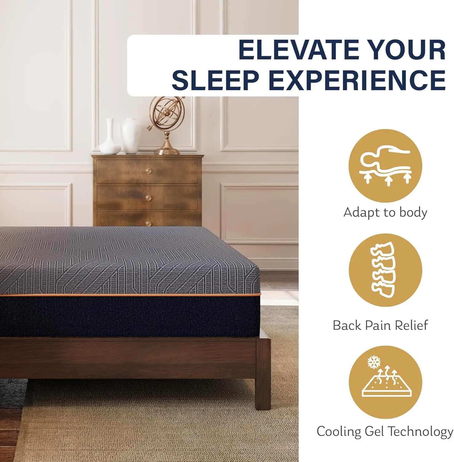 12 Inch Queen Mattress - Copper Gel Cooling Memory Foam Mattress for Back Pain Relief 5