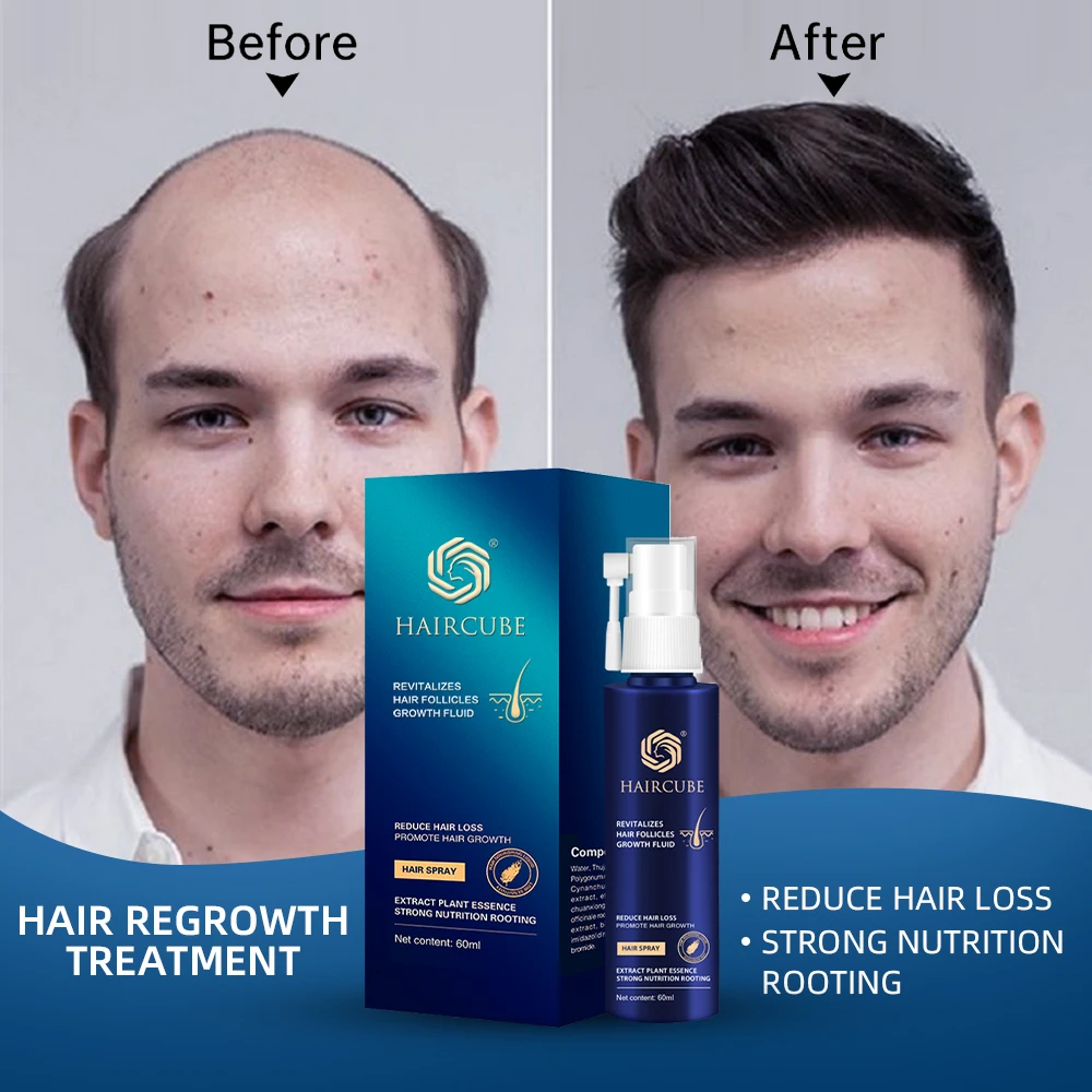 

HAIRCUBE Fast Hair Growth Essence Spray Repair Scalp Frizzy Damaged Hair Care Product For Men Women Effective Anti-Hair Treatmen