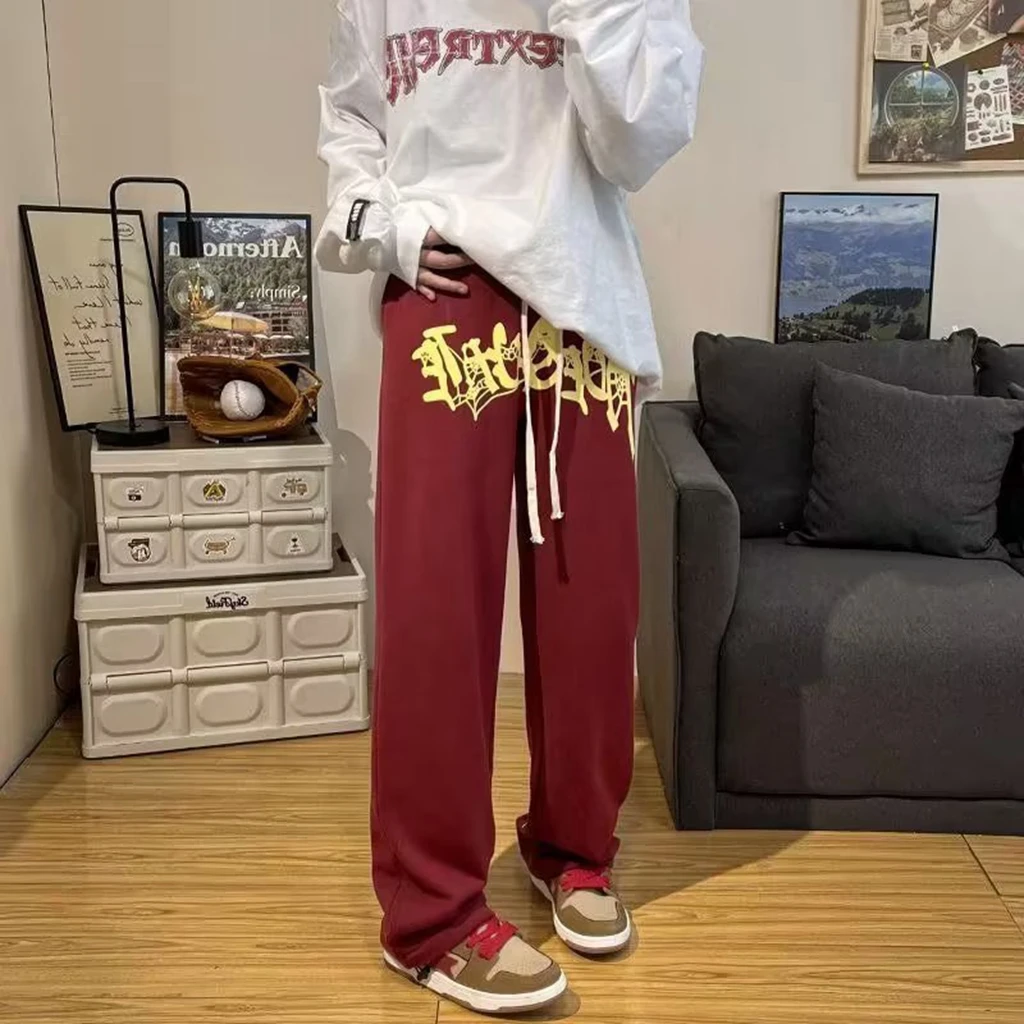 

Autumn American High Street Hip Hop Printed Men's Casual Pants Fashion Label Design Straight Tube Loose Hip Hop Drop Guard Pants