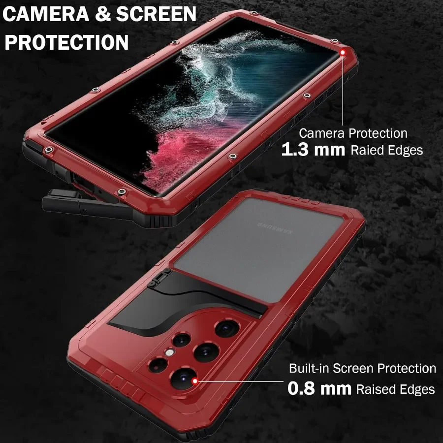 For Samsung S23 Ultra S22 Plus IP68 Waterproof Heavy Duty Armor Aluminum Metal Case Shockproof Cover Built-in Screen Protector