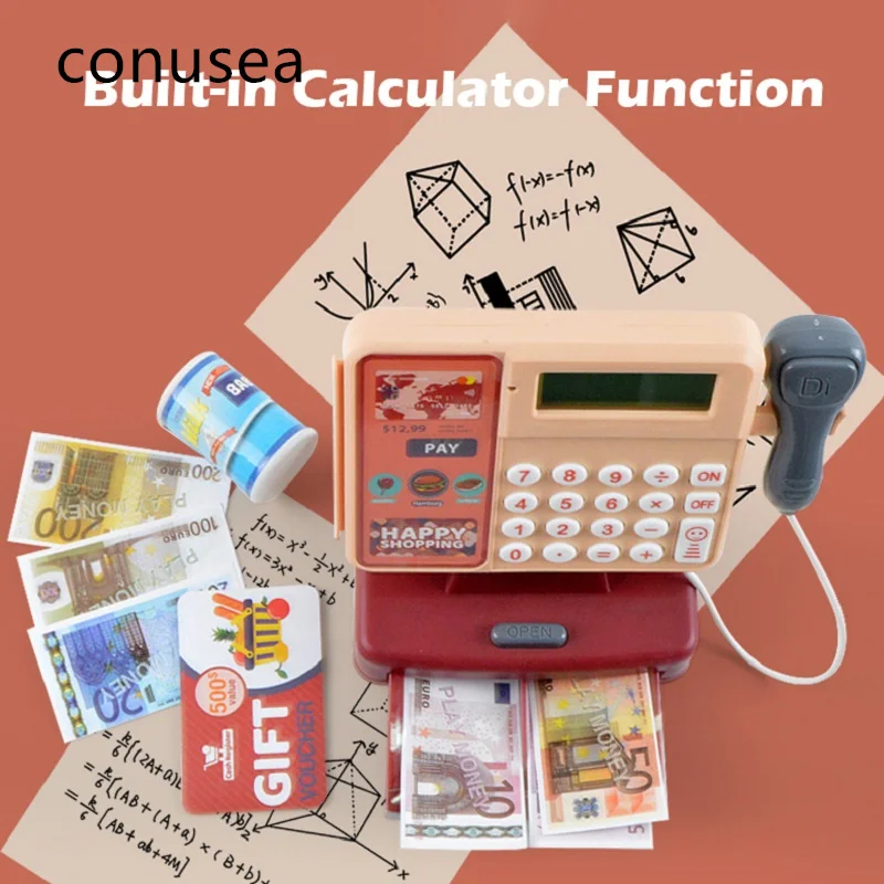 Conusea Cashier Toy Cash Register Calculator Children's Puzzle Play Toy Girl Boy Simulation Supermarket Store Shopping Cosplay 6