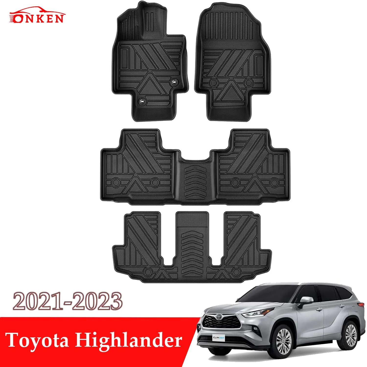 TPEFloorMatsSetfor20212023ToyotaHighlander57SeatsAll