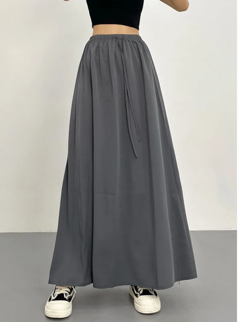 

TVVOVVIN 2023 летняя новая серая шифоновая драпированная длинная юбка, изогнутая юбка, трапециевидная юбка, стройнящая юбка с широкой юбкой J441