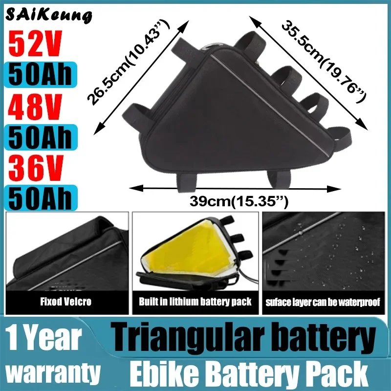 E bike Batterij 72V 60V 18650 Cel Driehoek 60ah Enorme Capaciteit 48V52V 30ah40ah50ah Batterij Bafang Superkrachtige 1500W 2000W