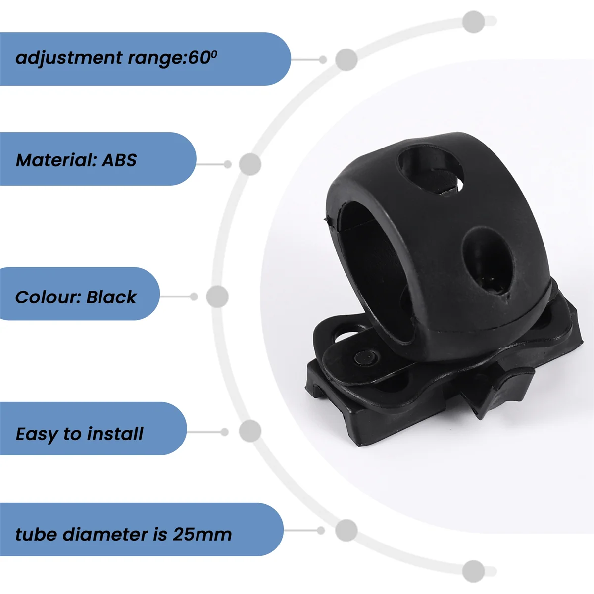 ABZV-Quick Release Flashlight Clamp Holder Mount for Fast Helmet Universal (FAST, MICH, IBH, etc. with Rail Helmet) 2.5cm