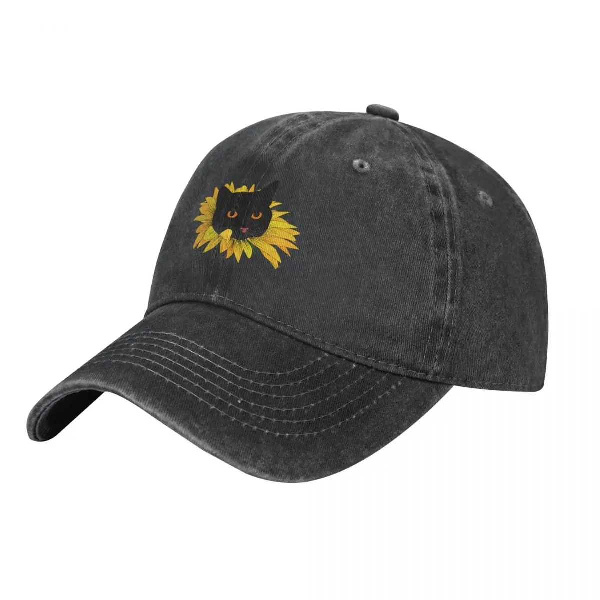 

Black Cat Popping Out Of A Sunflower Cowboy Hat summer hat Trucker Cap Men's Baseball Women's