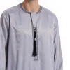 Ramadan Robe Arab Middle East Muslim Men Thobe Jubba Long Sleeves Tassel Islamic Kaftan Thawb Maxi Dubai Abaya Dress Eid Abayas
