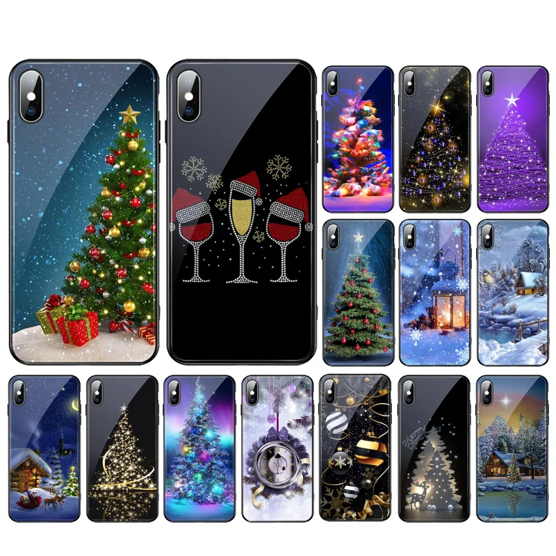 

Christmas Tree New Year Glass phone case For iphone 15 14 13 Pro Max 12 11 Pro Max XS Mobile Phone Case Funda