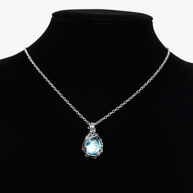 Crystal Gemstone Pendant Necklace Artificial Gems Vintage Alloy Rattan Women Necklaces Girls Waterdrop Stone Necklace