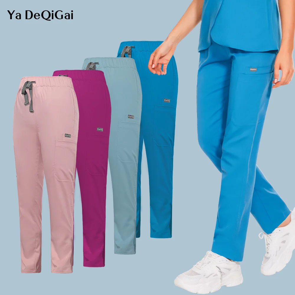 

Fashion Scrubs Pants Summer Breathable Solid Color Work Pants Doctor Nurse Uniform Pants Dental Care Scrub Pants Nurse Uniform