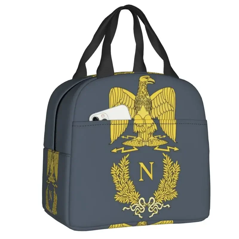 

Napoleon Bonaparte Emblem Insulated Bag for Women Portable France French Empire Cooler Thermal Lunch Tote Office Picnic