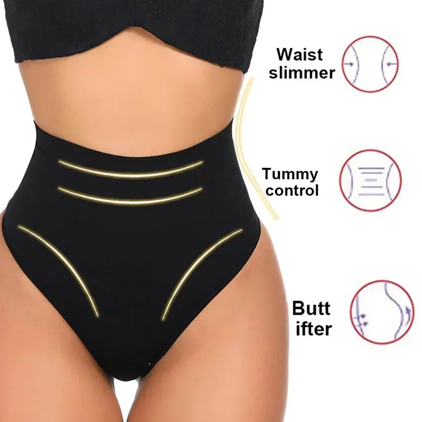 Women Thong Panty Shaper High Waist Tummy Control Panties Slimming Underwear Waist Trainer Shaping Briefs Butt Lifter Shapewear