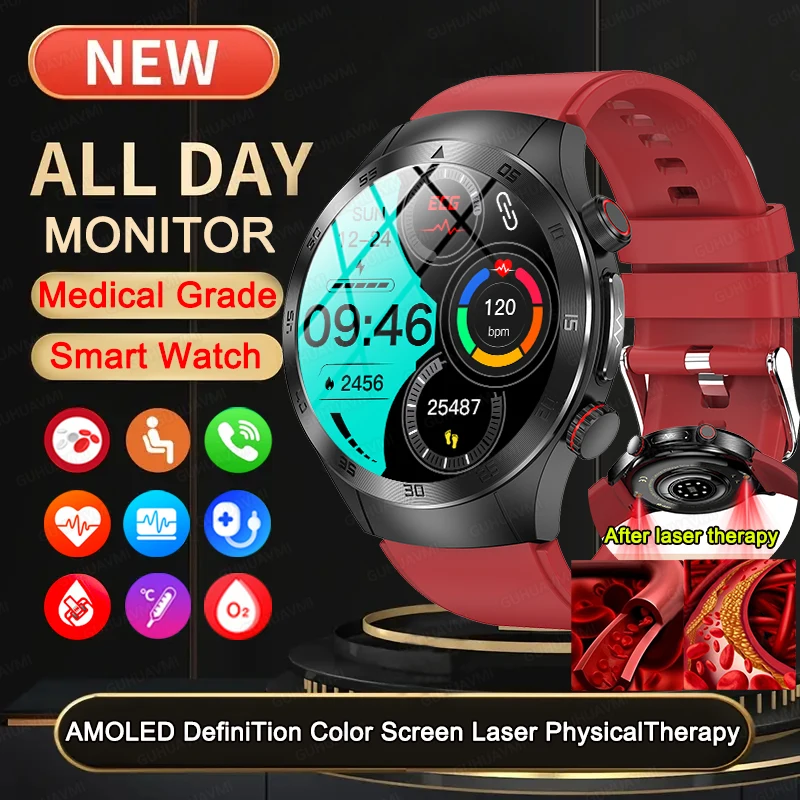 YYKY 2025 ECG Smartwatch met urinezuur/lipiden, 3,5 cm (1,39 inch), met BMI-/vermoeidheidsdetectie, emoties, 24/7 bloeddruk, lichaamstemperatuur, slaapactiviteit